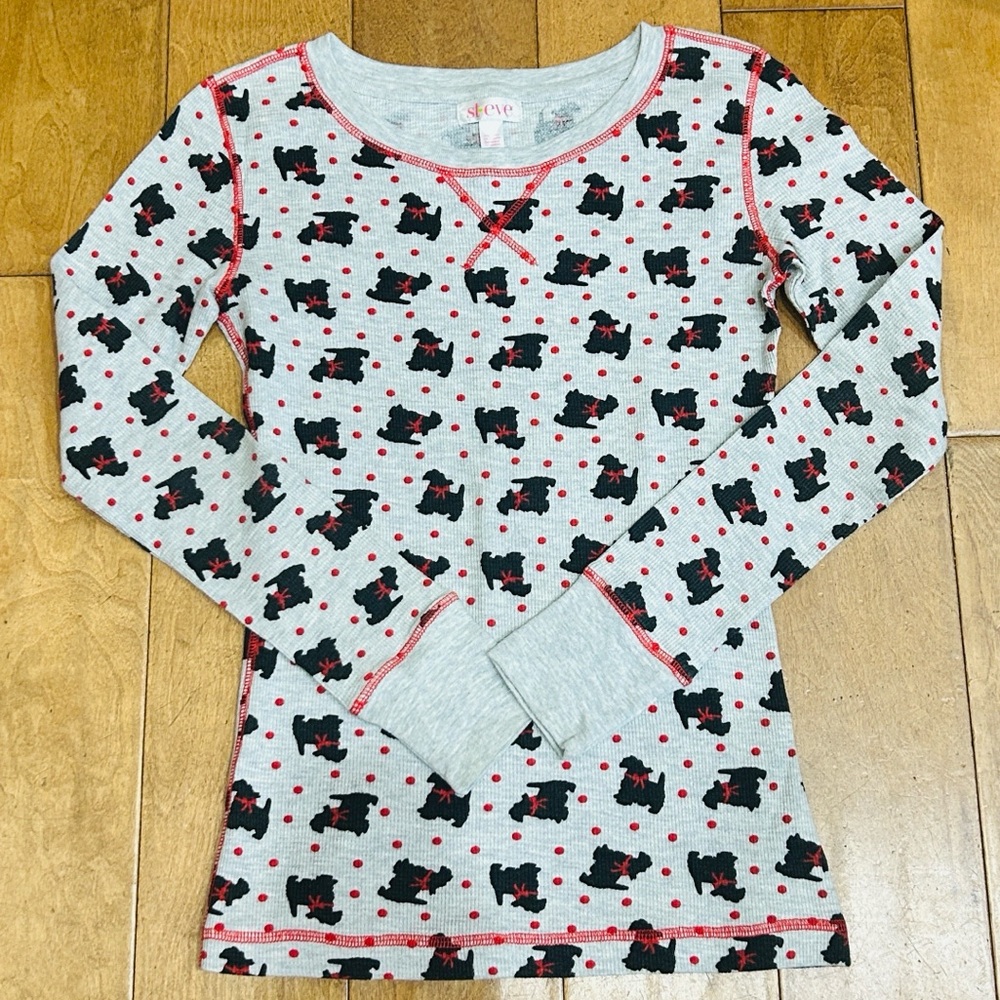 🐕🦺Scottie Dog Thermal Y2K Long Sleeve Shirt Small NWOT